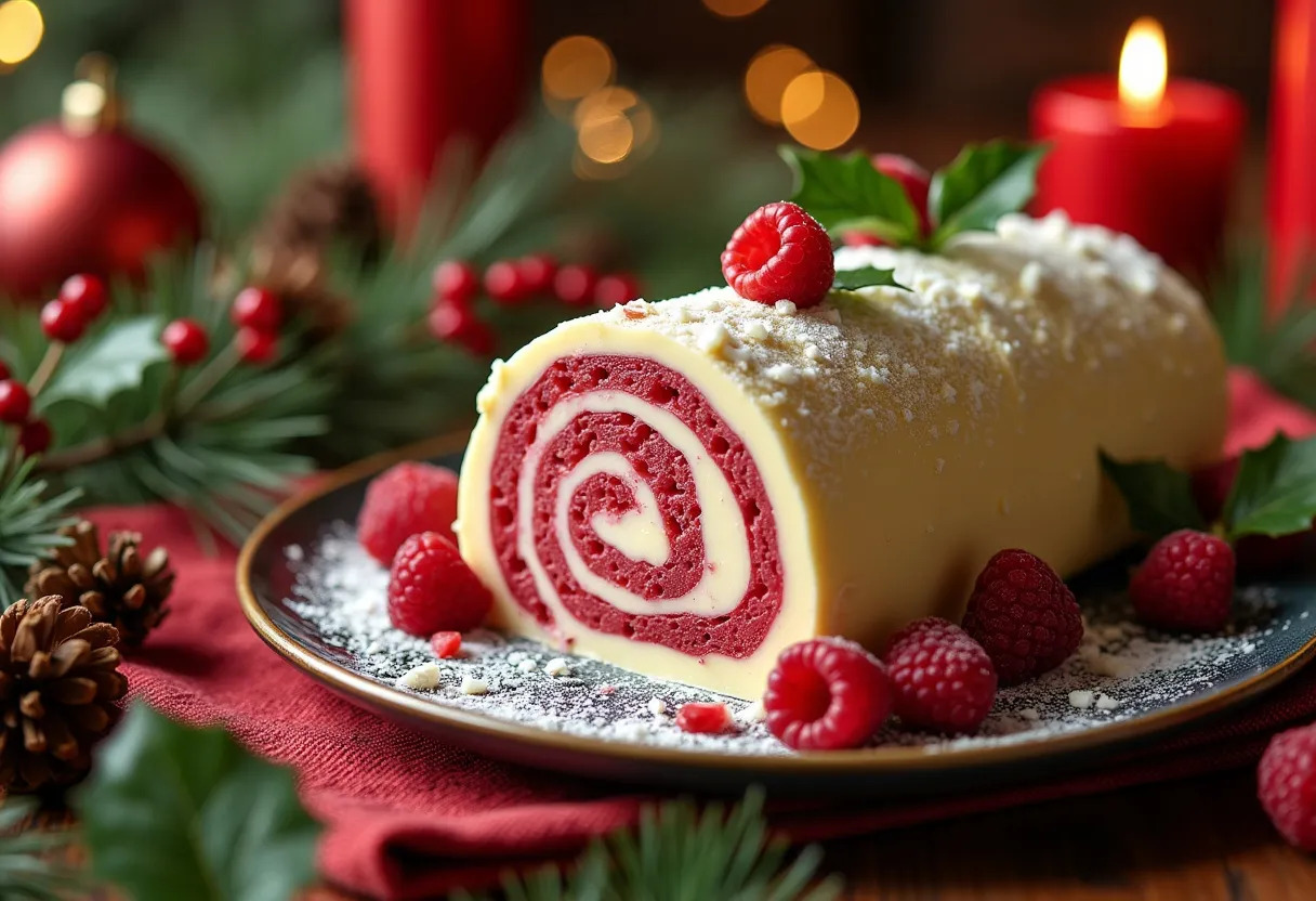 bûche chocolat blanc framboise